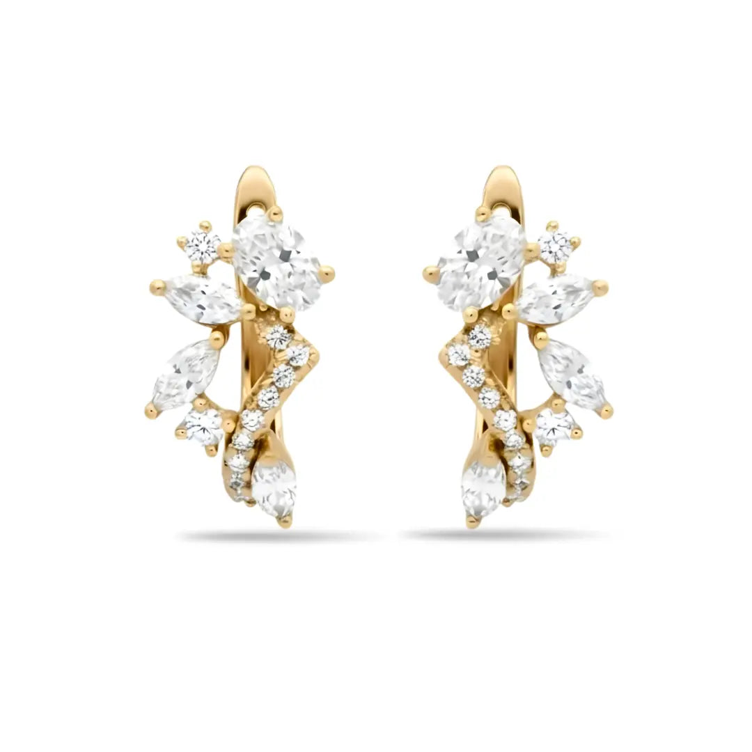 18K Gold Filled Diamond Huggie Hoop Earrings – Delicate Pavé Crystal Mini Hoops for Women